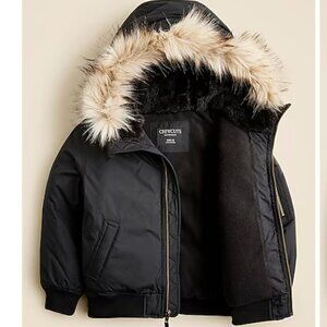 J. Crew Crewcuts Black Short Fur Trimmed Parka Boys Size XL NWT Winter School